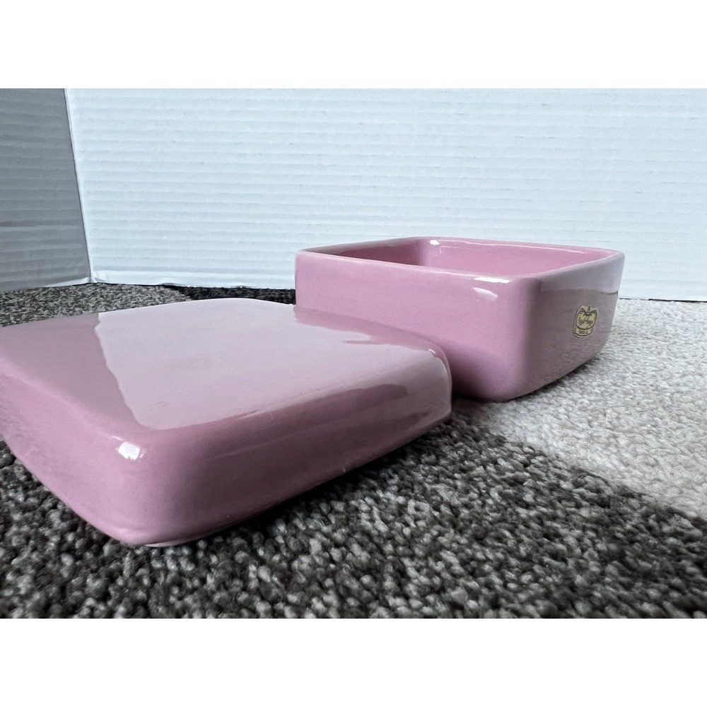 HAEGER PINK SQUARE TRINKET BOX w/ LID, USA 926 - Picture 7 of 10